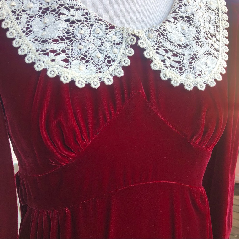 Vintage Edwardian Cranberry Velvet gown - Picture 12 of 14